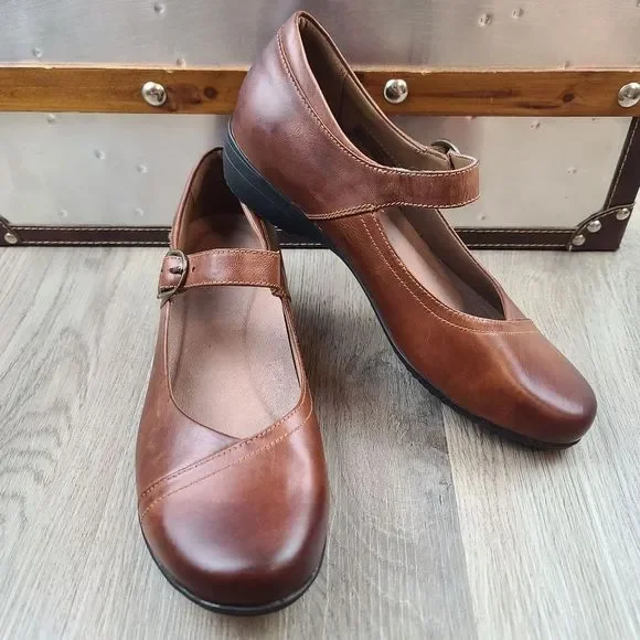 NWOB Dansko Fawna Mary Jane Chestnut Burnished Calf Leather Shoes size 9 - Picture 1 of 14